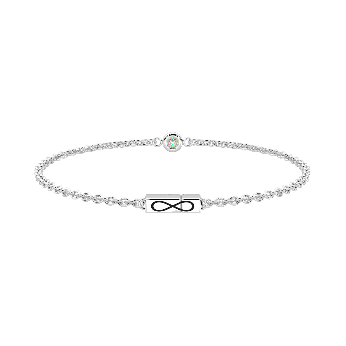 Bracciale Kidult Infinity in acciaio con diamante labgrown 16cm