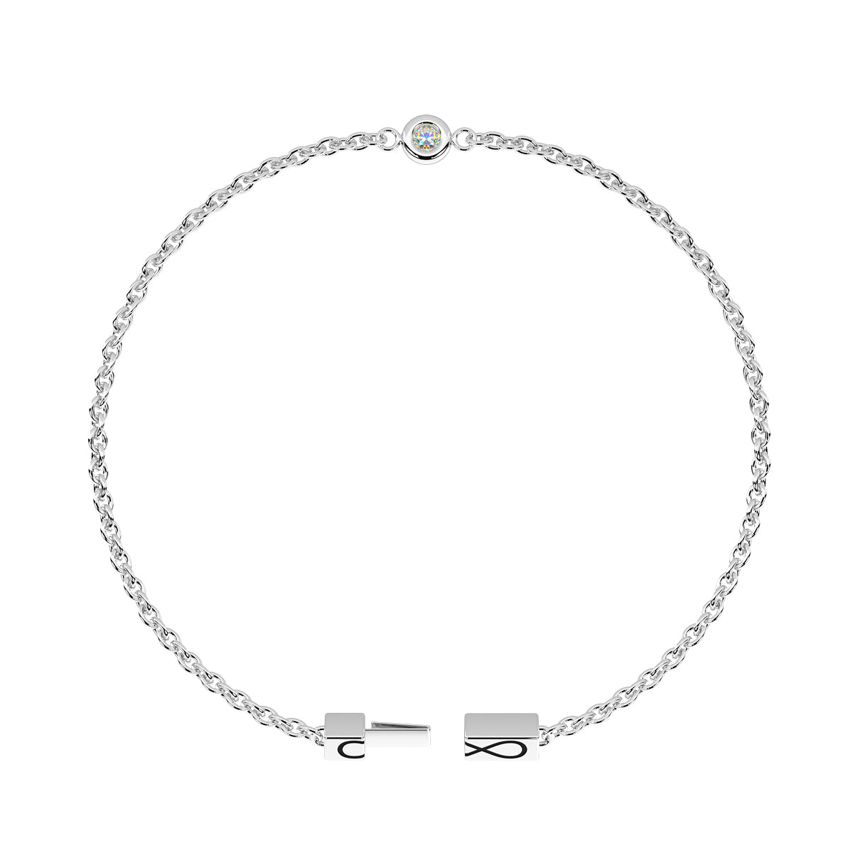 Bracciale Kidult Infinity in acciaio con diamante labgrown 19cm