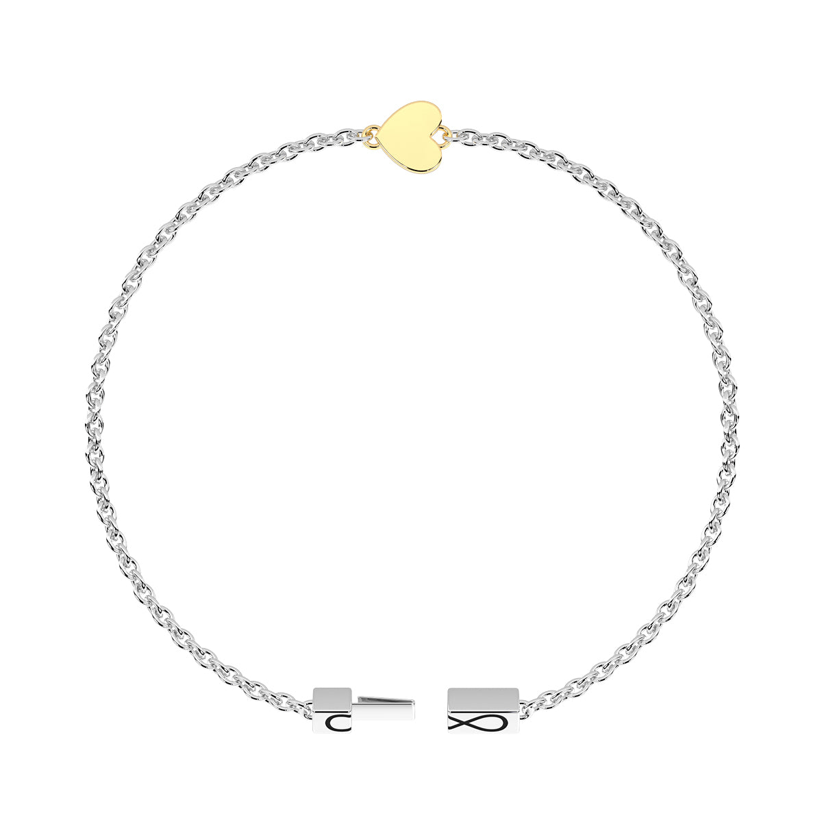 Bracciale Kidult Infinity in acciaio con cuore in oro 9kt 17cm