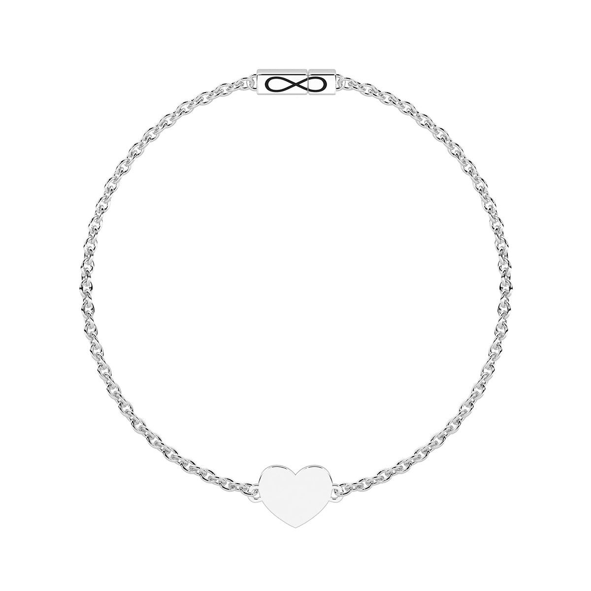 Bracciale Kidult Infinity in acciaio a catena con cuore centrale