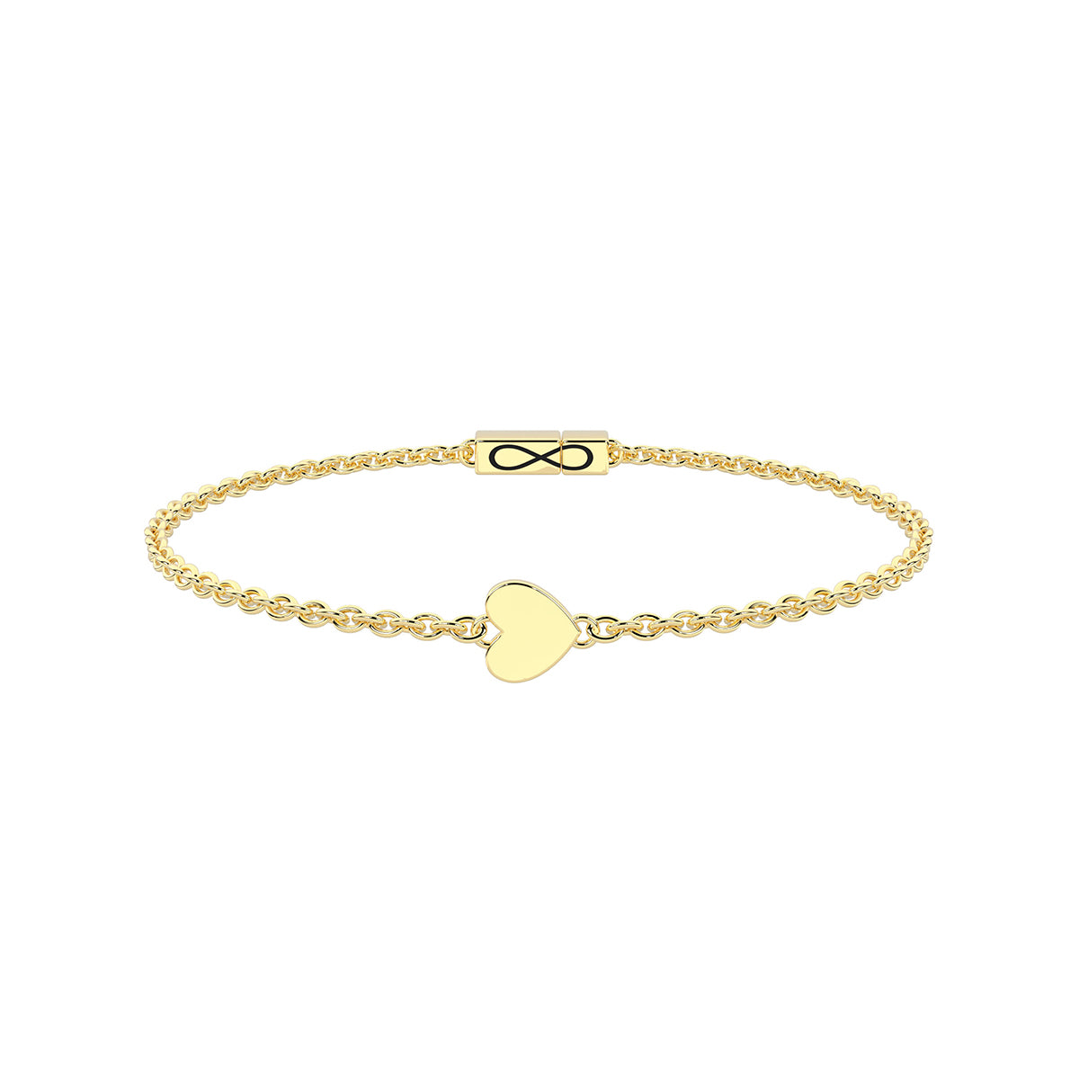 Bracciale Kidult Infinity in acciaio dorato a catena con cuore