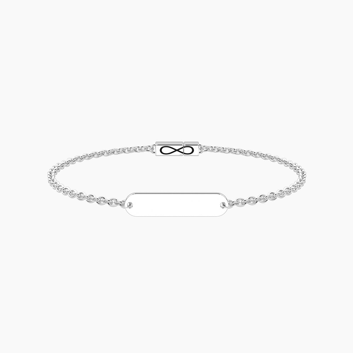 Bracciale Kidult Infinity in acciaio a catena con targhetta