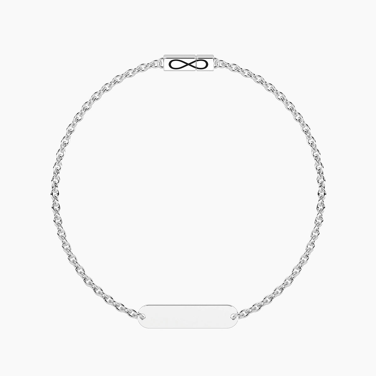 Bracciale Kidult Infinity in acciaio a catena con targhetta