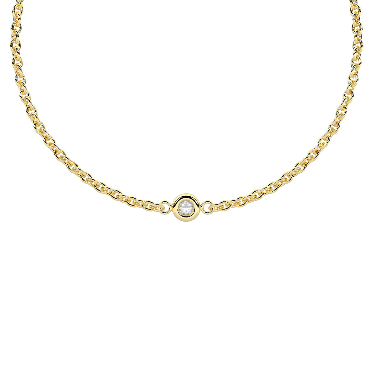 Bracciale Kidult Infinity in acciaio dorato a catena con diamante labgrown centrale