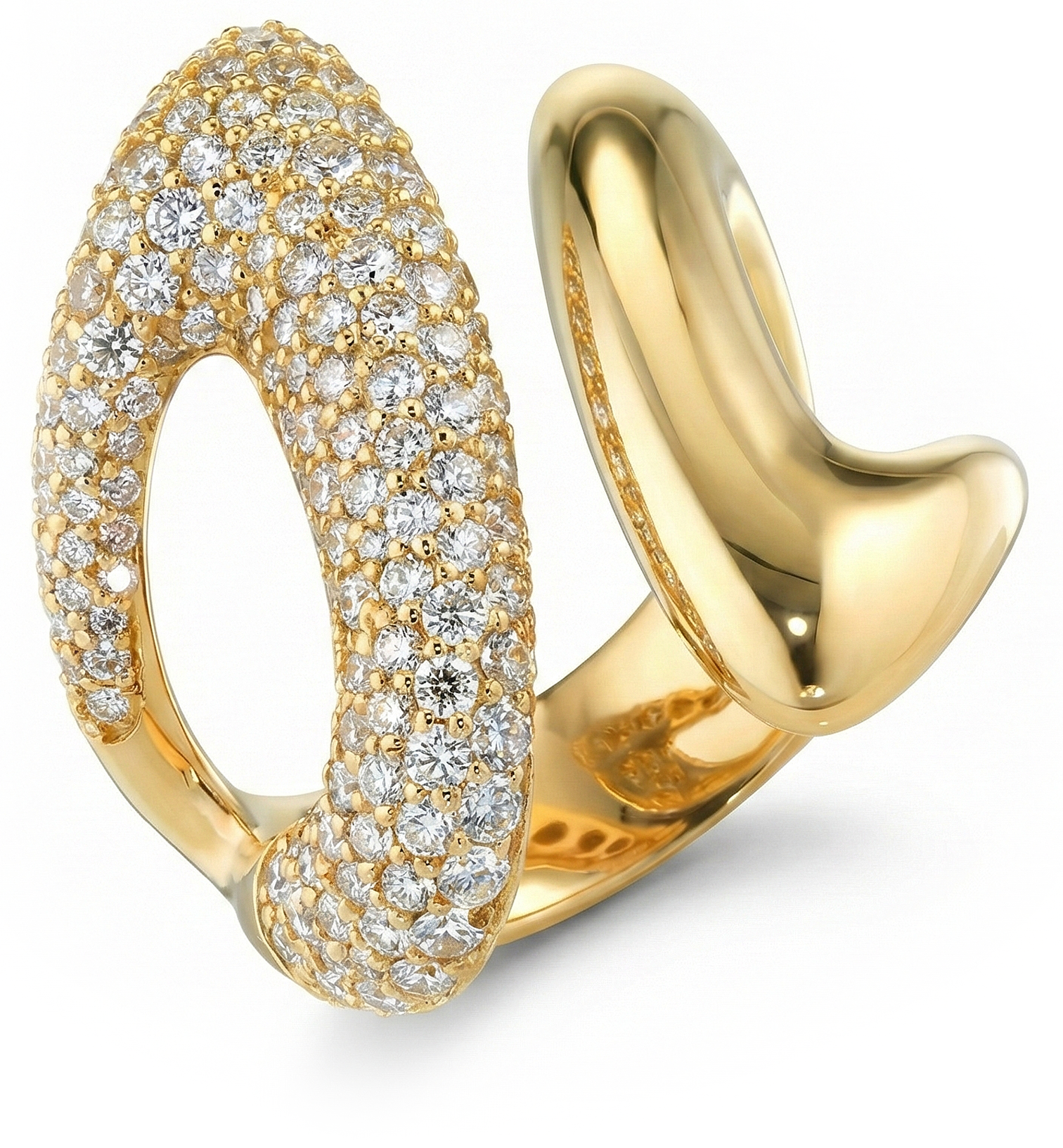 Anello Foè gioielli in oro giallo a fantasia con diamanti