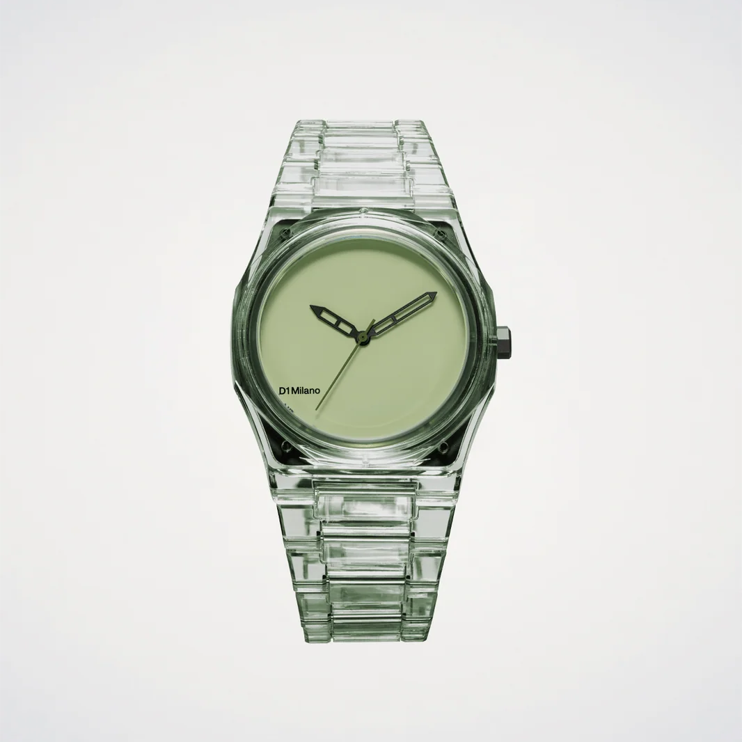 Orologio D1 Milano in nylon verde trasparente con quadrante verde