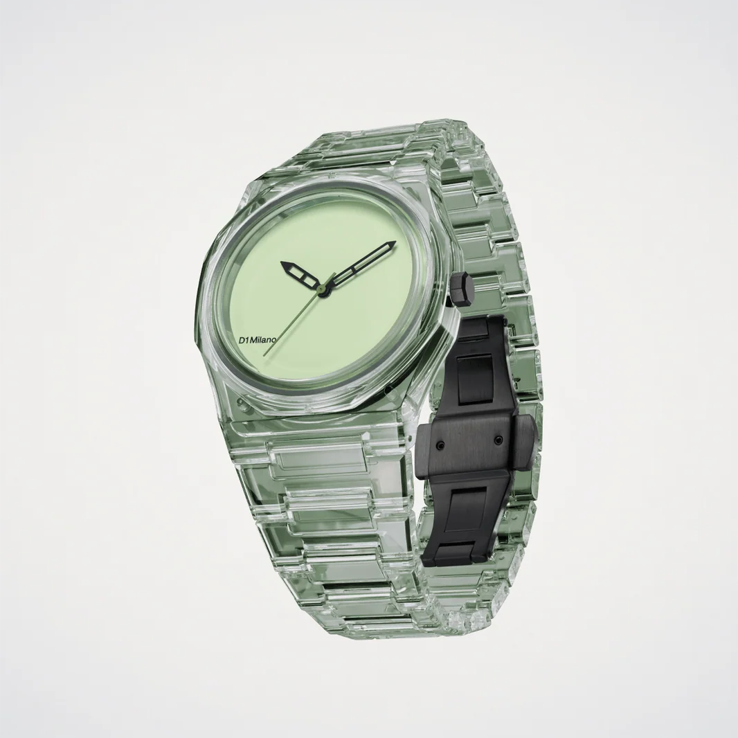 Orologio D1 Milano in nylon verde trasparente con quadrante verde