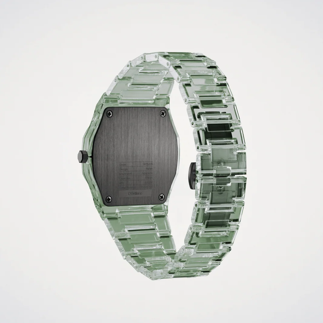 Orologio D1 Milano in nylon verde trasparente con quadrante verde