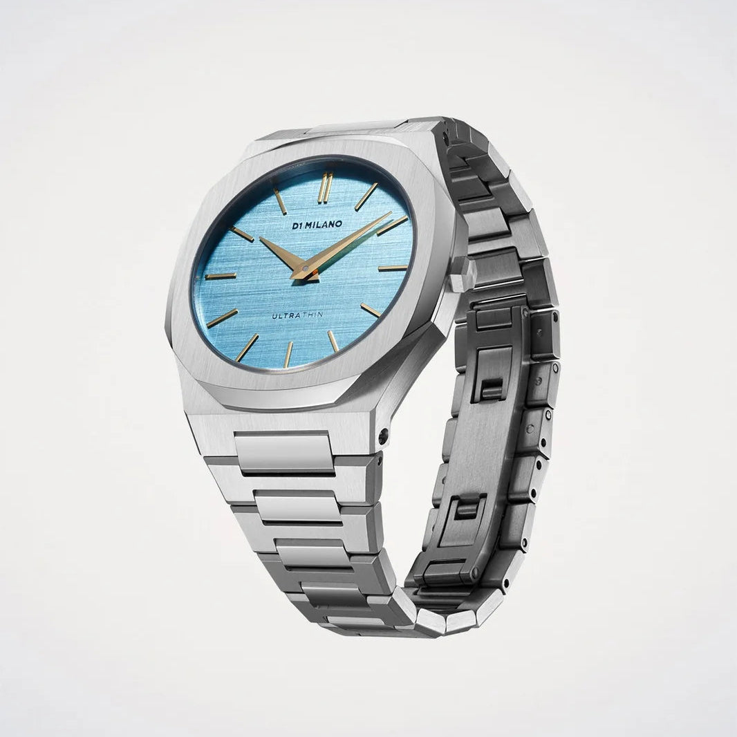 Orologio D1 Milano in acciaio con quadrante silver-blu