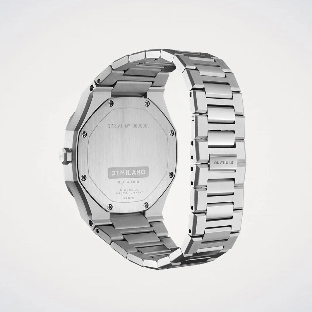 Orologio D1 Milano in acciaio con quadrante silver-blu