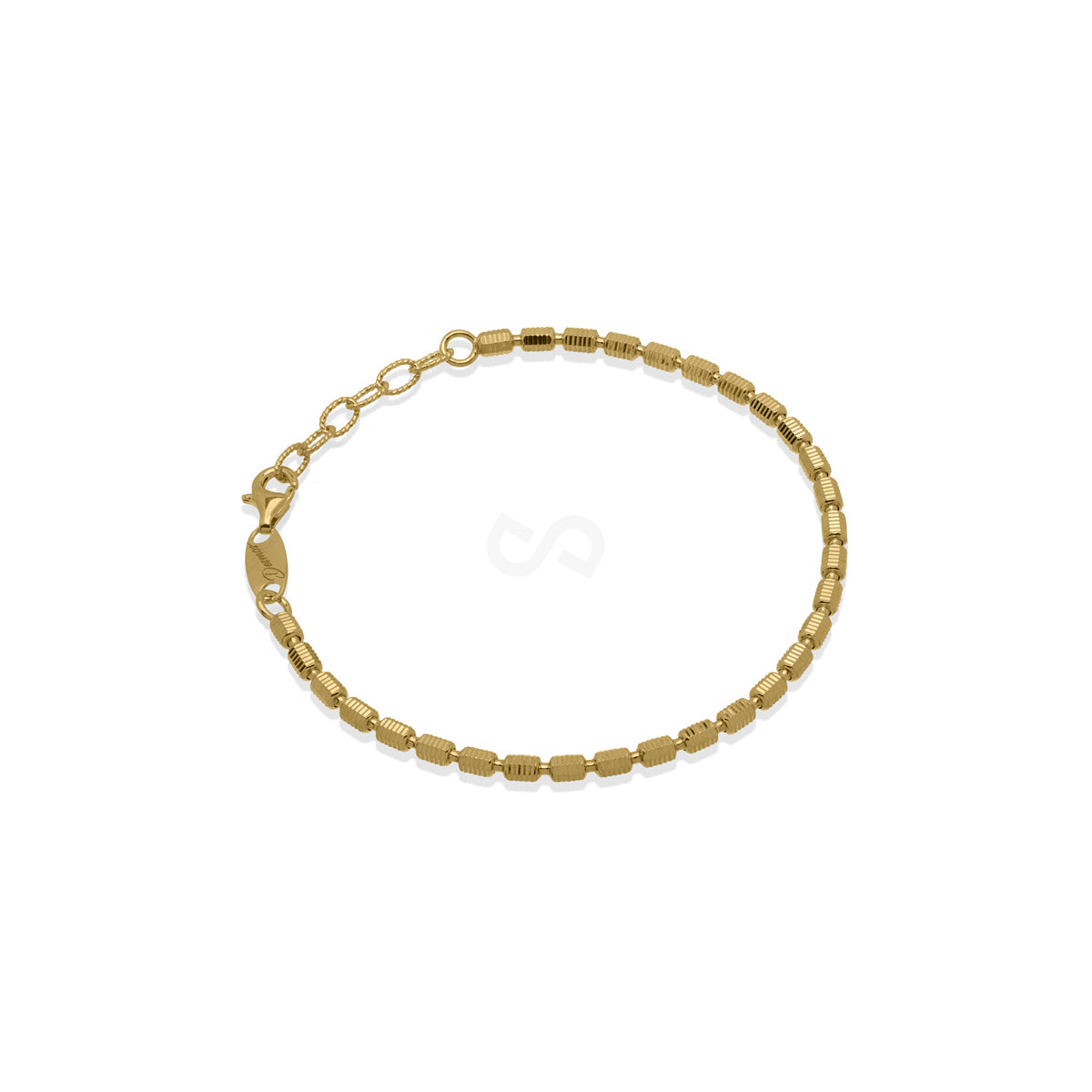 Bracciale Desmos in argento dorato con piccoli cilindri ottagonali