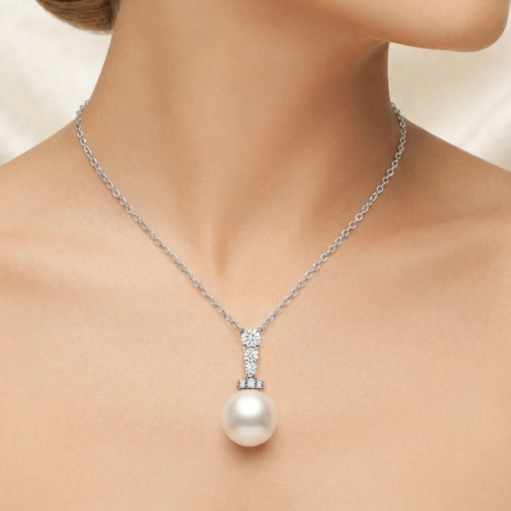 Collana Foè gioielli in oro bianco con pendente con perla e diamanti