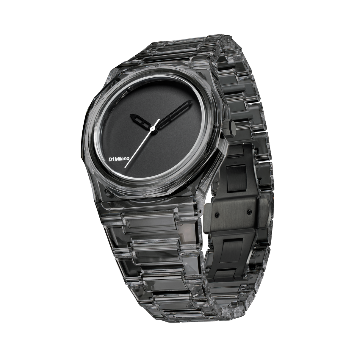 Orologio D1 Milano in nylon trasparente con quadrante nero