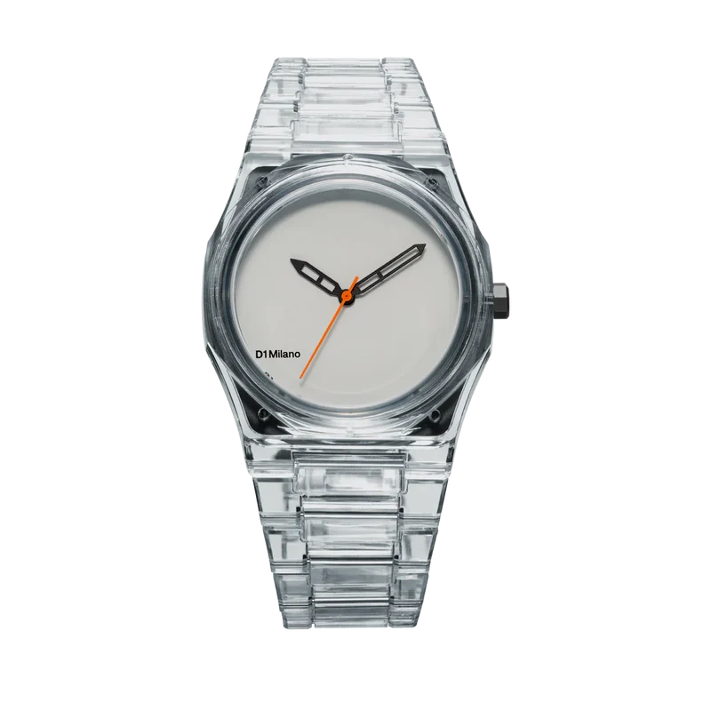 Orologio D1 Milano in nylon azzurro trasparente con quadrante azzurro