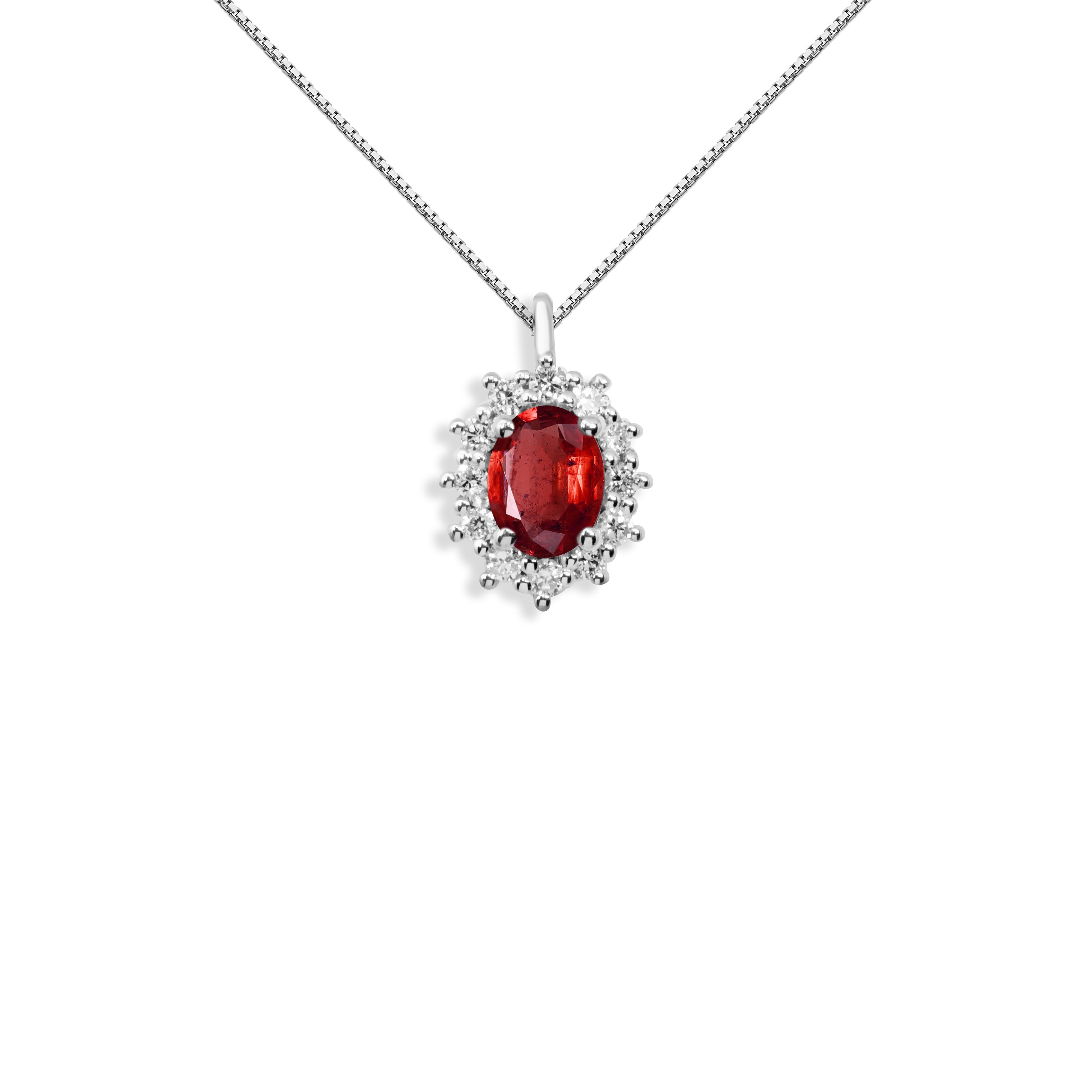 Collana Foè gioielli in oro bianco con rubino e diamanti