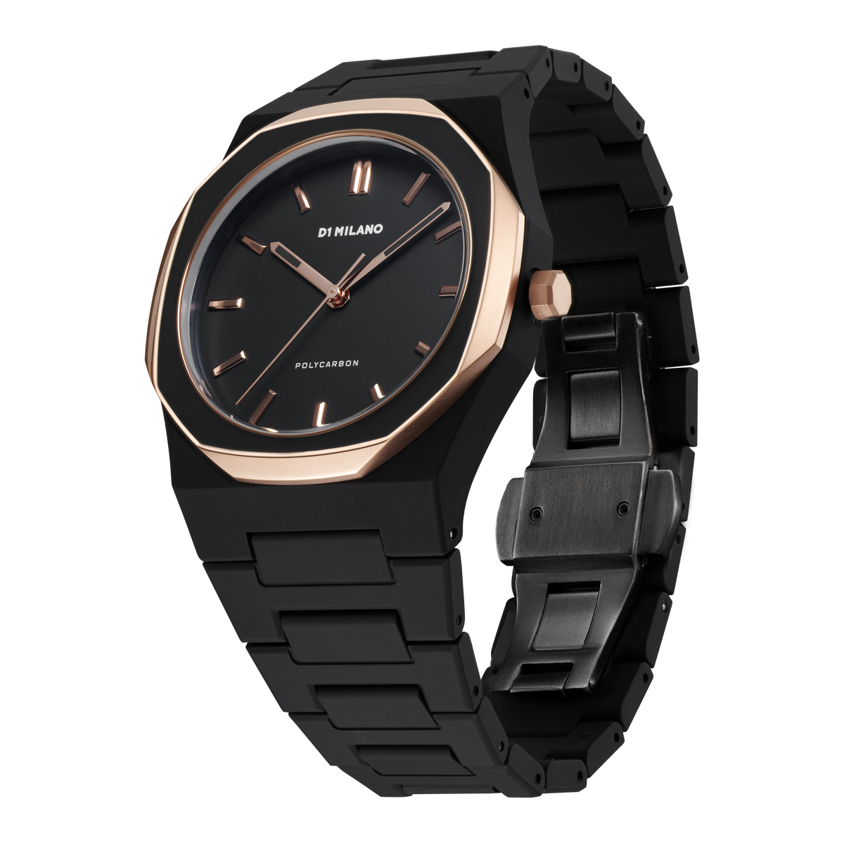 Orologio D1 Milano in policarbonato nero con ghiera smaltata