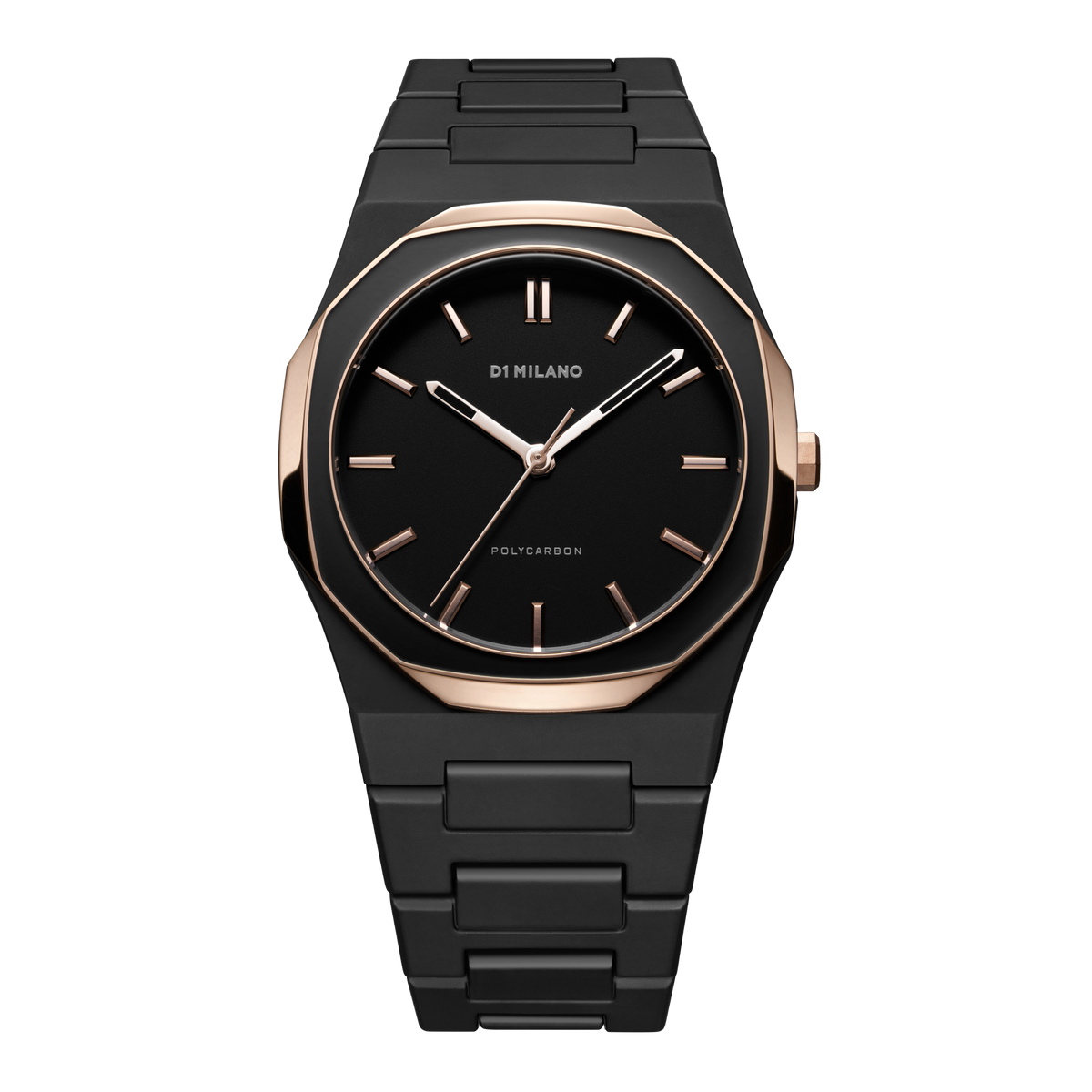 Orologio D1 Milano in policarbonato nero con ghiera smaltata