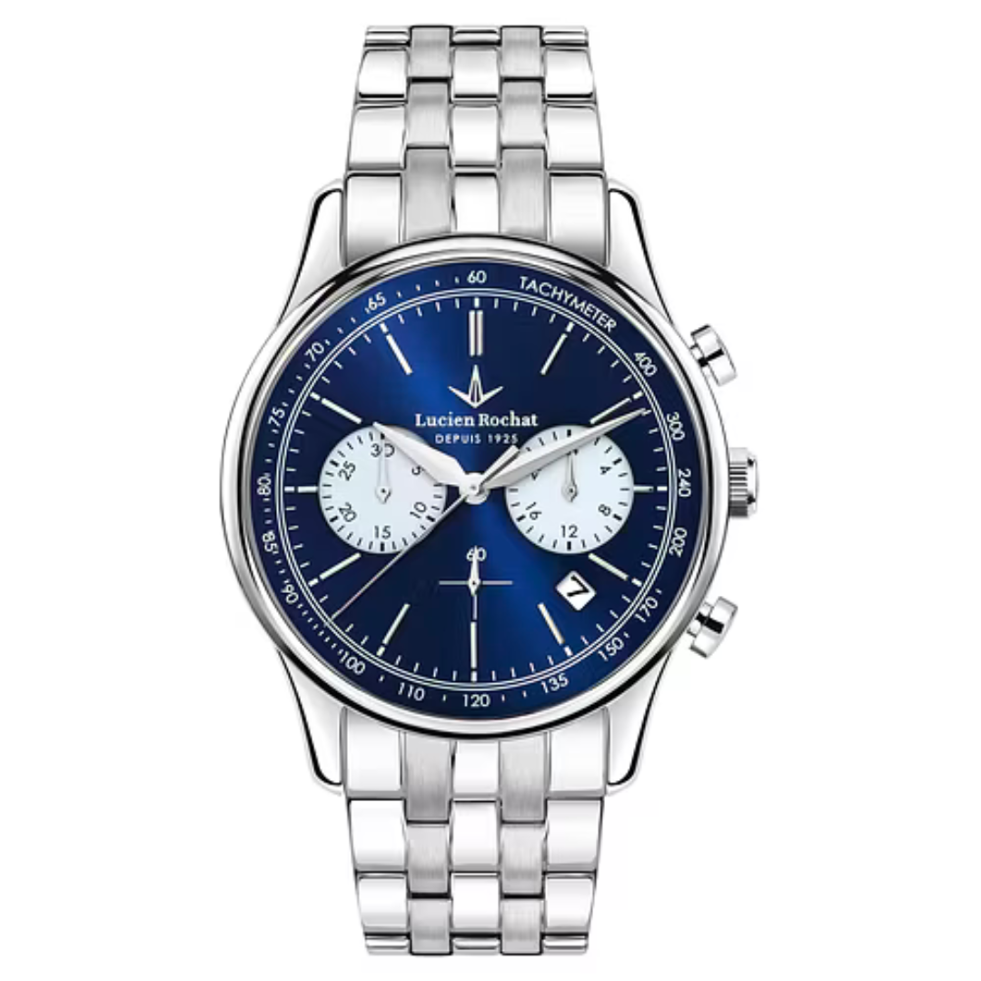 Orologio Lucien Rochat cronografo in acciaio quadrante blu