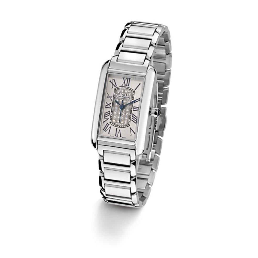 Orologio Philip Watch Patton quadrante rettangolare con diamanti