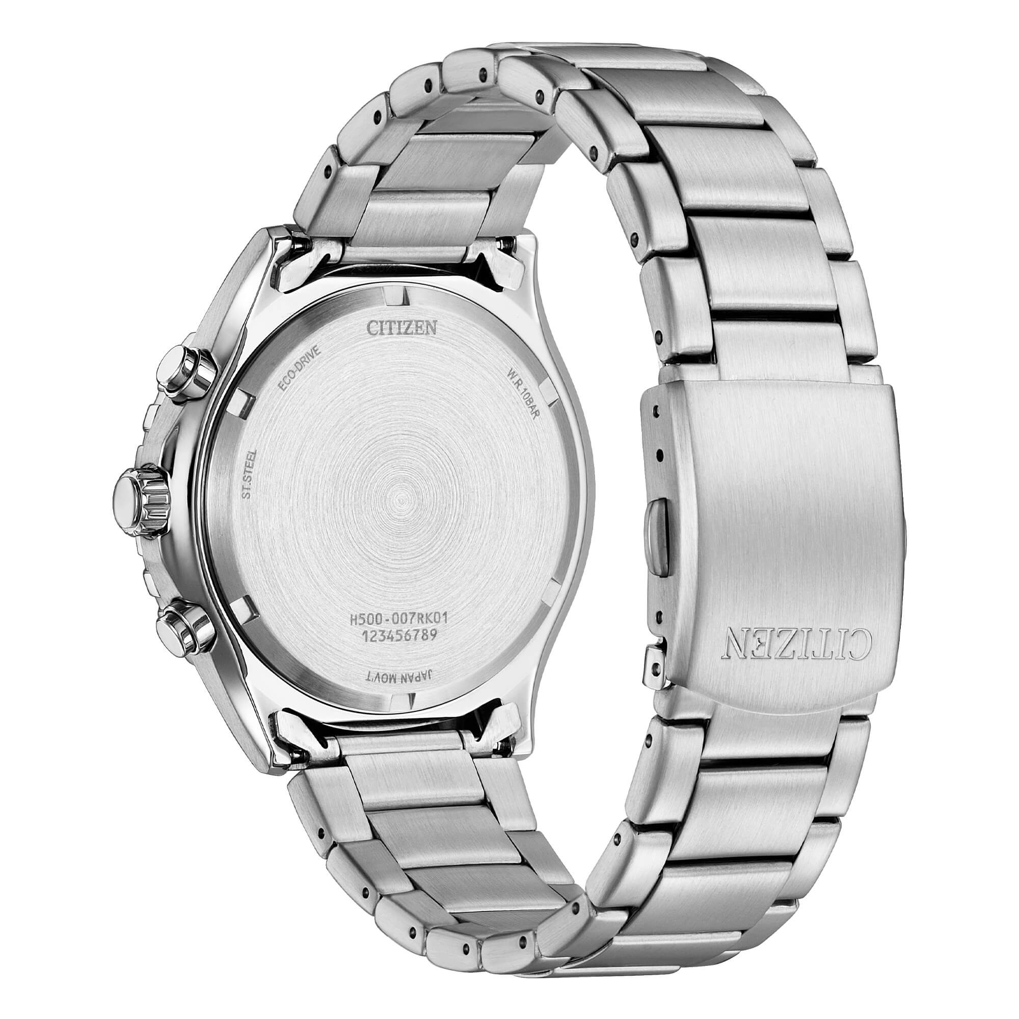 Orologio Citizen uomo crono eco drive in acciaio con quadrante arancione