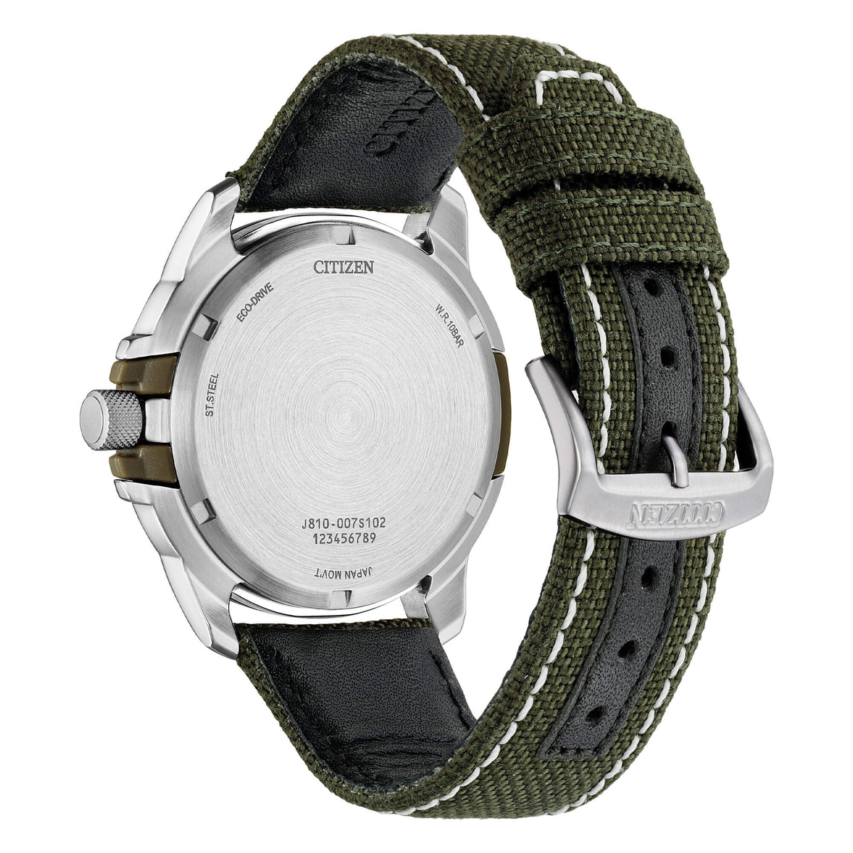 Orologio Citizen uomo eco drive quadrante beige con cinturino in nylon verde