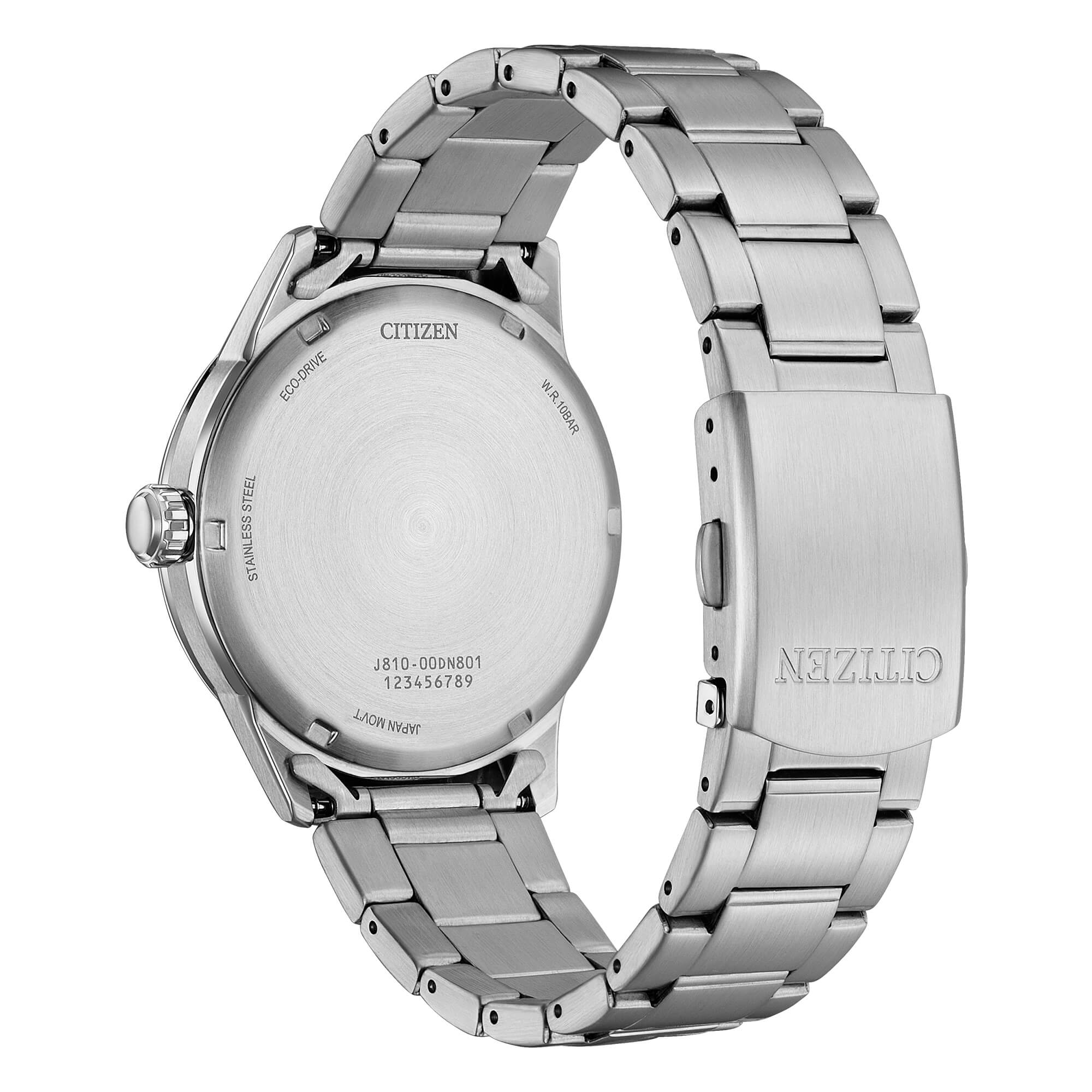 Orologio Citizen Eco-Drive in acciaio con quadrante nero a fantasia