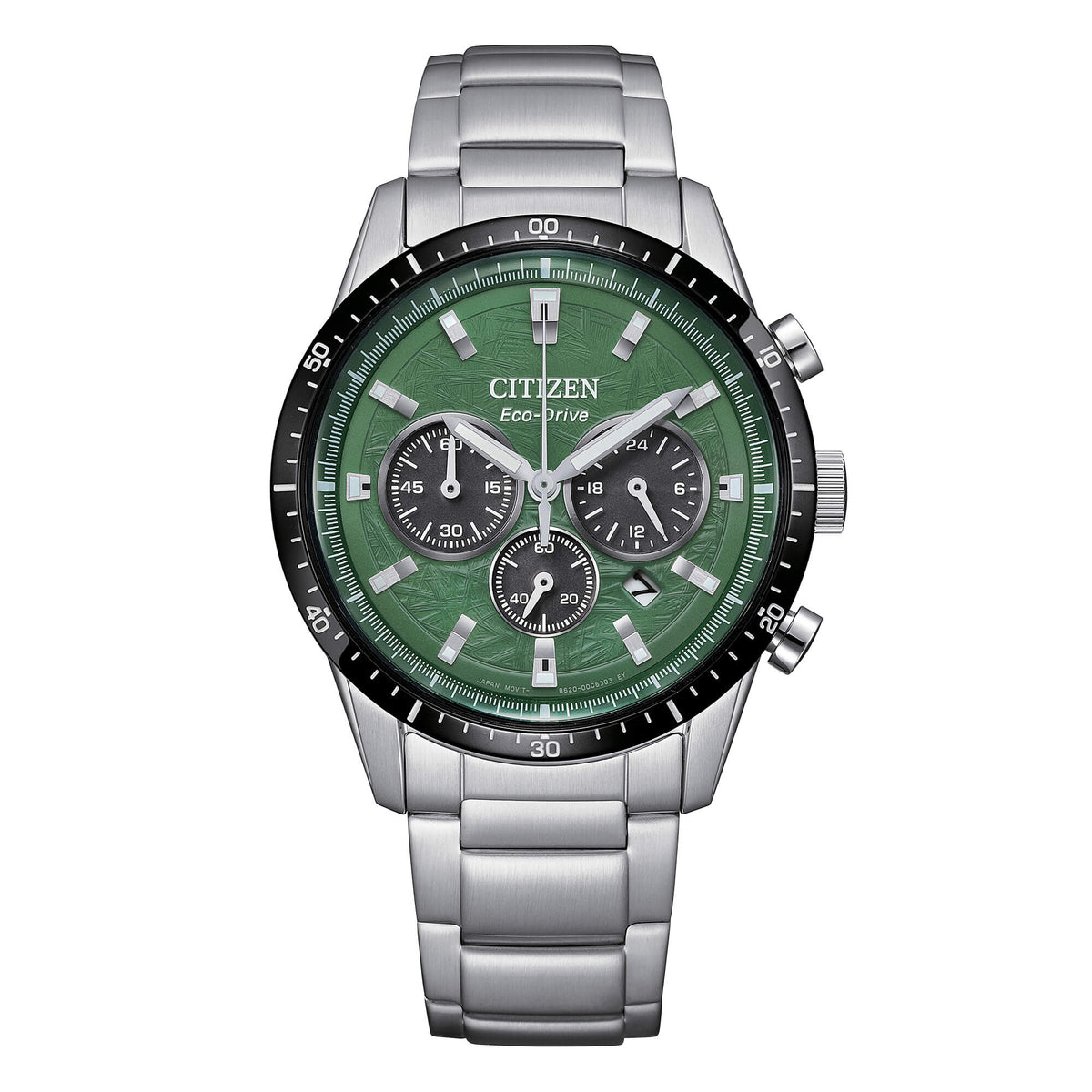 Orologio Citizen eco drive cronografo in acciaio con quadrante verde