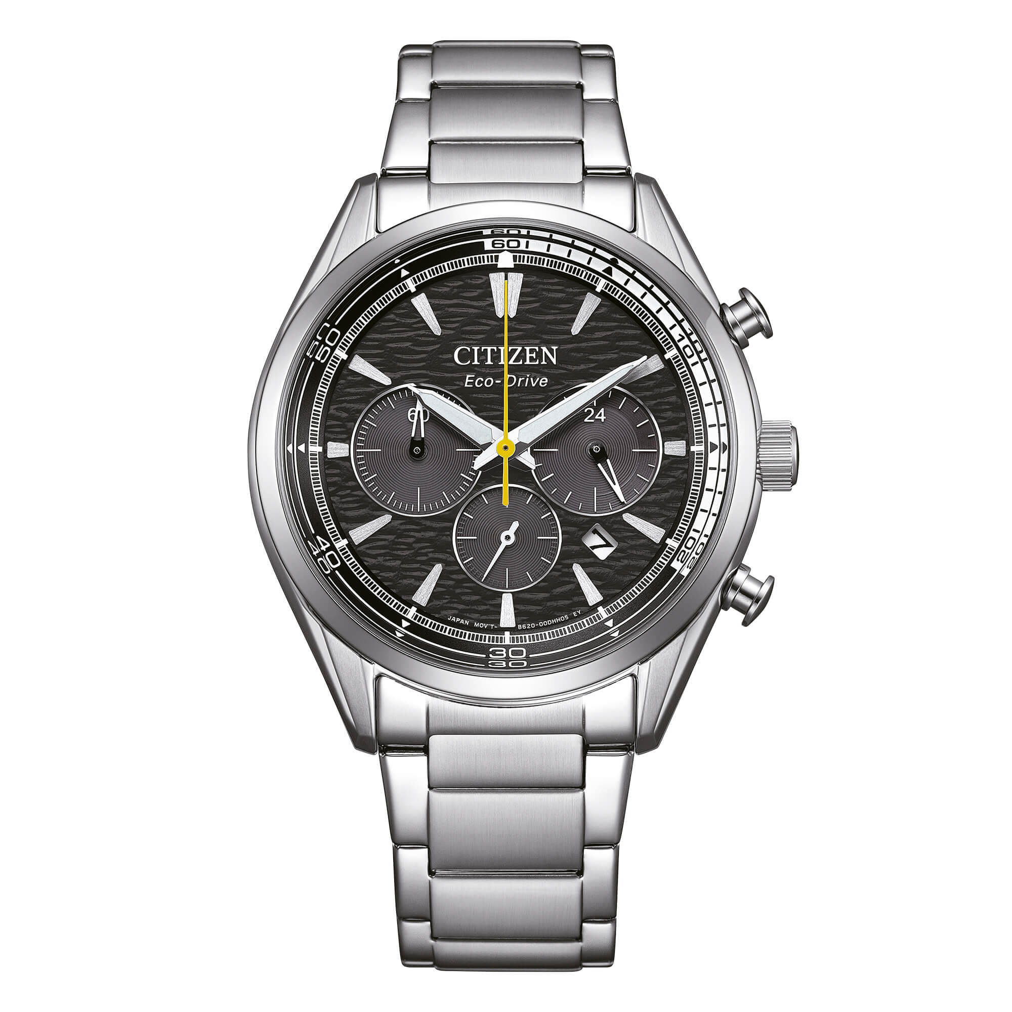 Orologio Citizen Eco-Drive cronografo in acciaio con quadrante grigio a fantasia