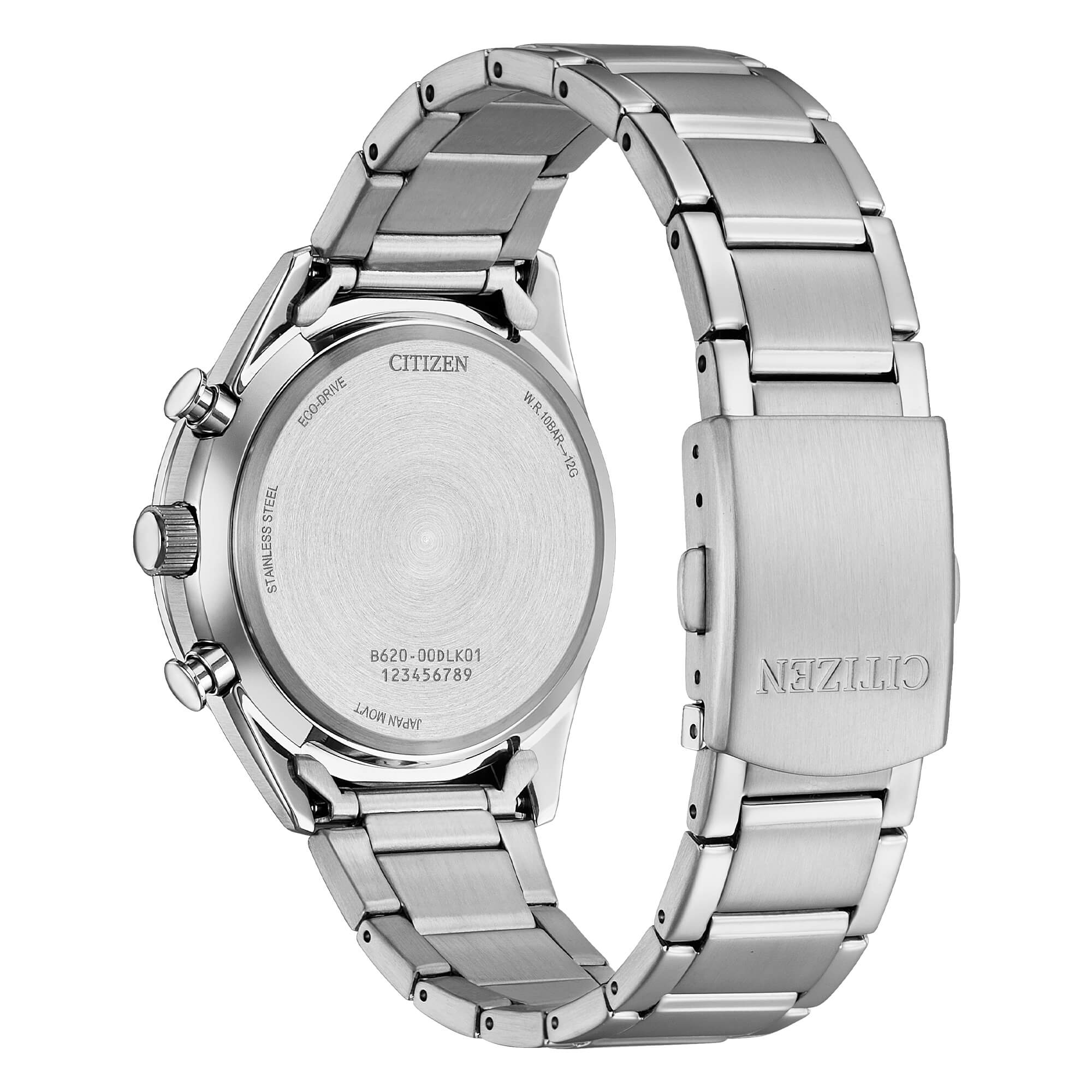 Orologio Citizen Eco-Drive cronografo in acciaio con quadrante blu a fantasia