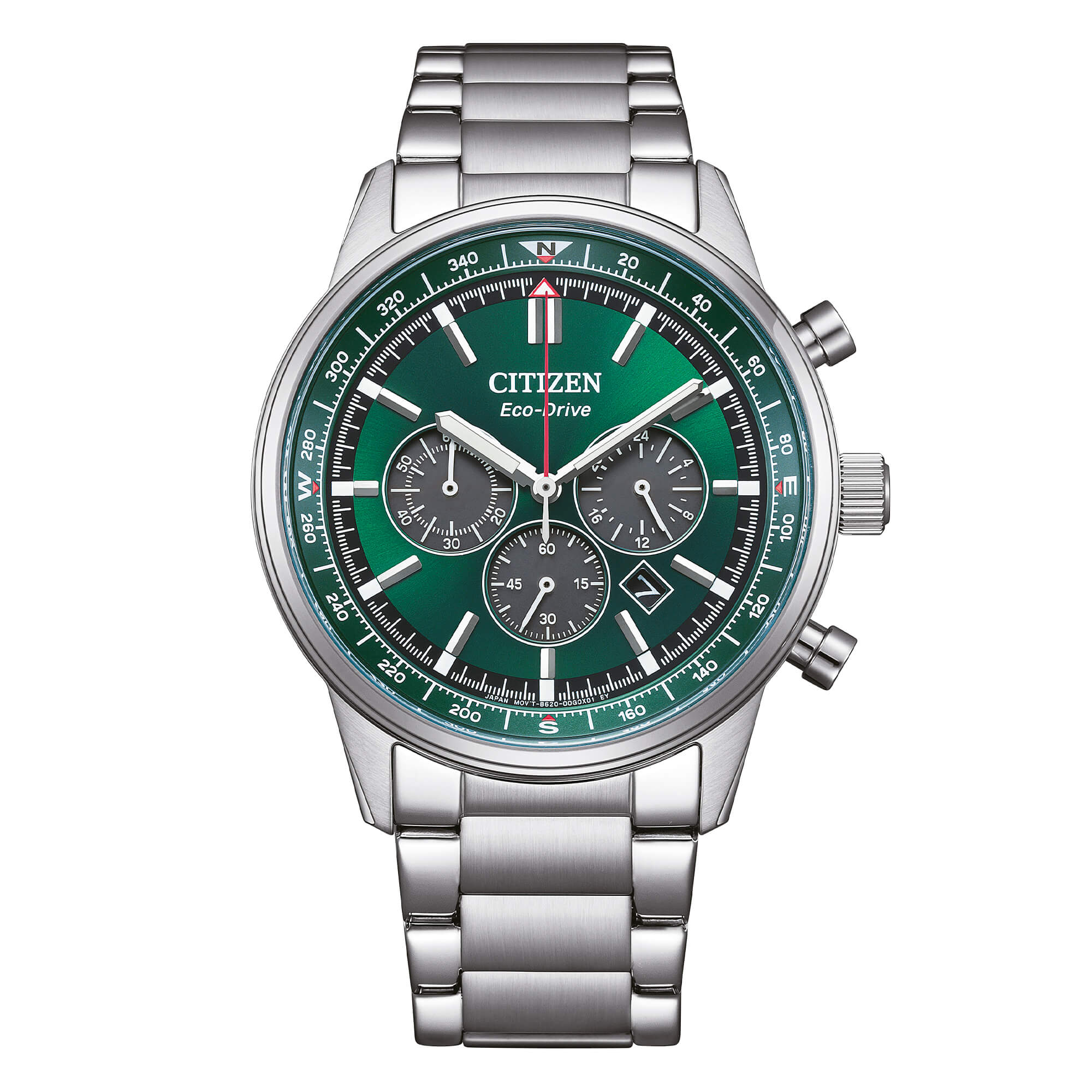 Orologio Citizen Eco-Drive cronografo in acciaio con quadrante verde