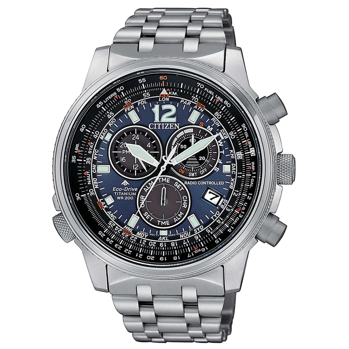 Orologio Citizen uomo crono pilot radiocontrollato super titanio