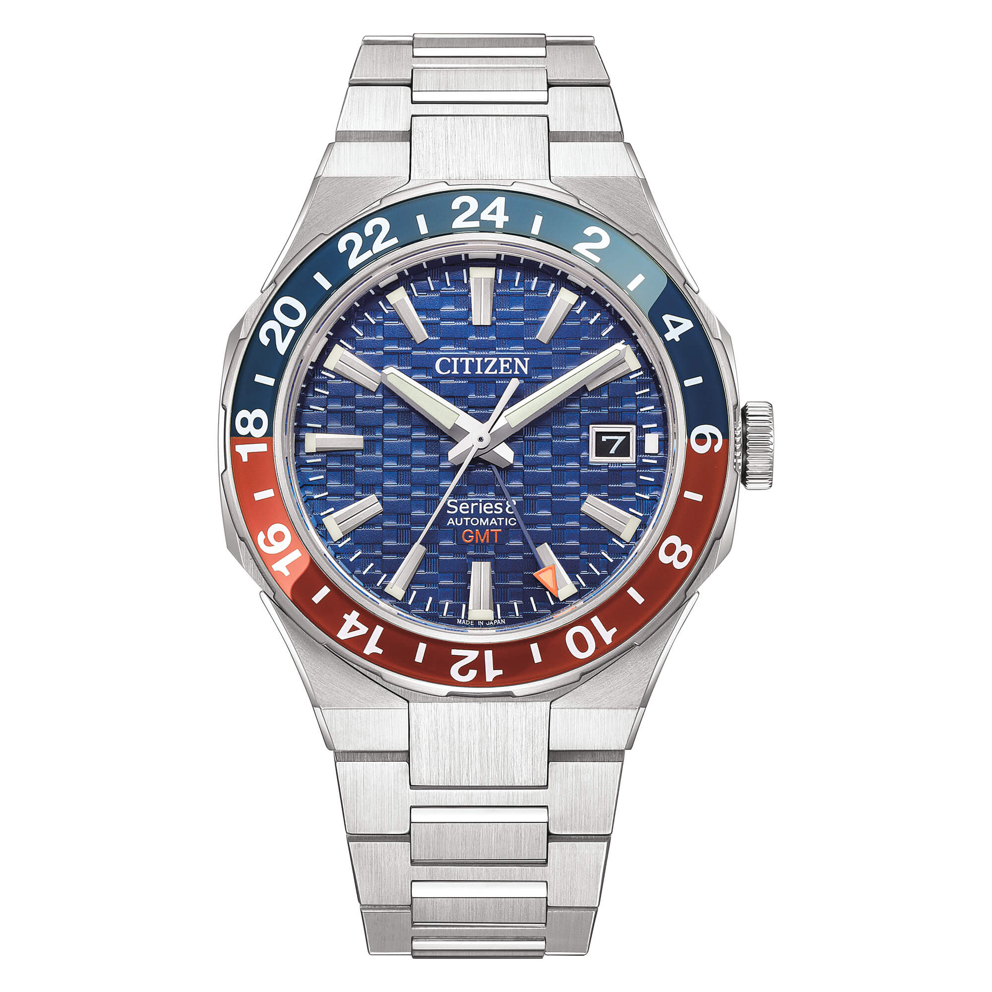 Orologio Citizen Serie 8 automatico in acciaio quadrante blu ghiera bicolore blu e rossa