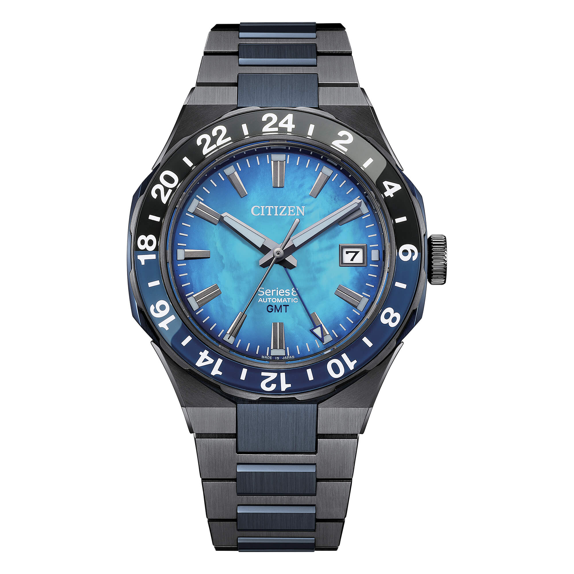 Orologio Citizen Serie 8 edizione limitata automatico in acciaio nero quadrante blu ghiera bicolore blu e nera