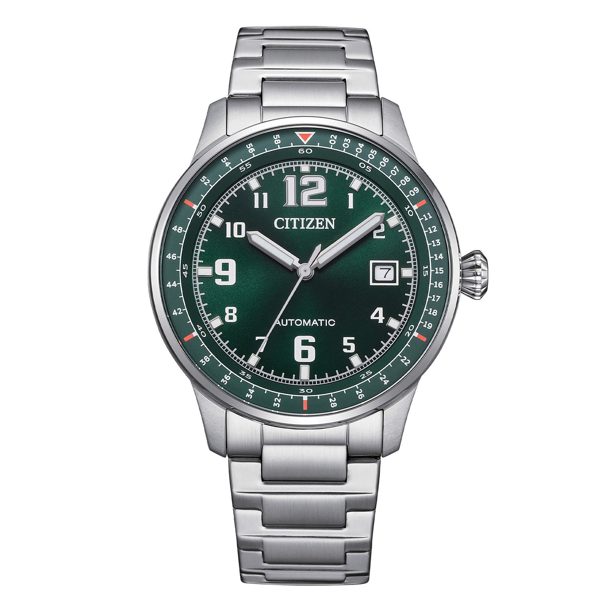 Orologio Citizen automatico in acciaio con quadrante verde e ghiera verde