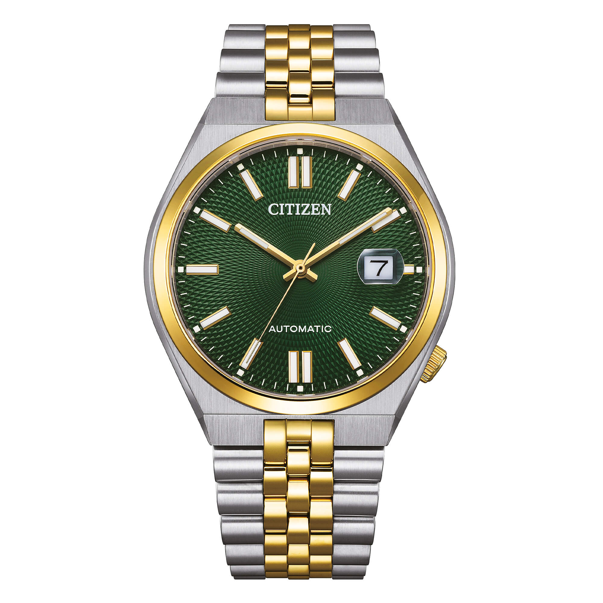 Orologio Citizen automatico in acciaio bicolore dorato con quadrante verde