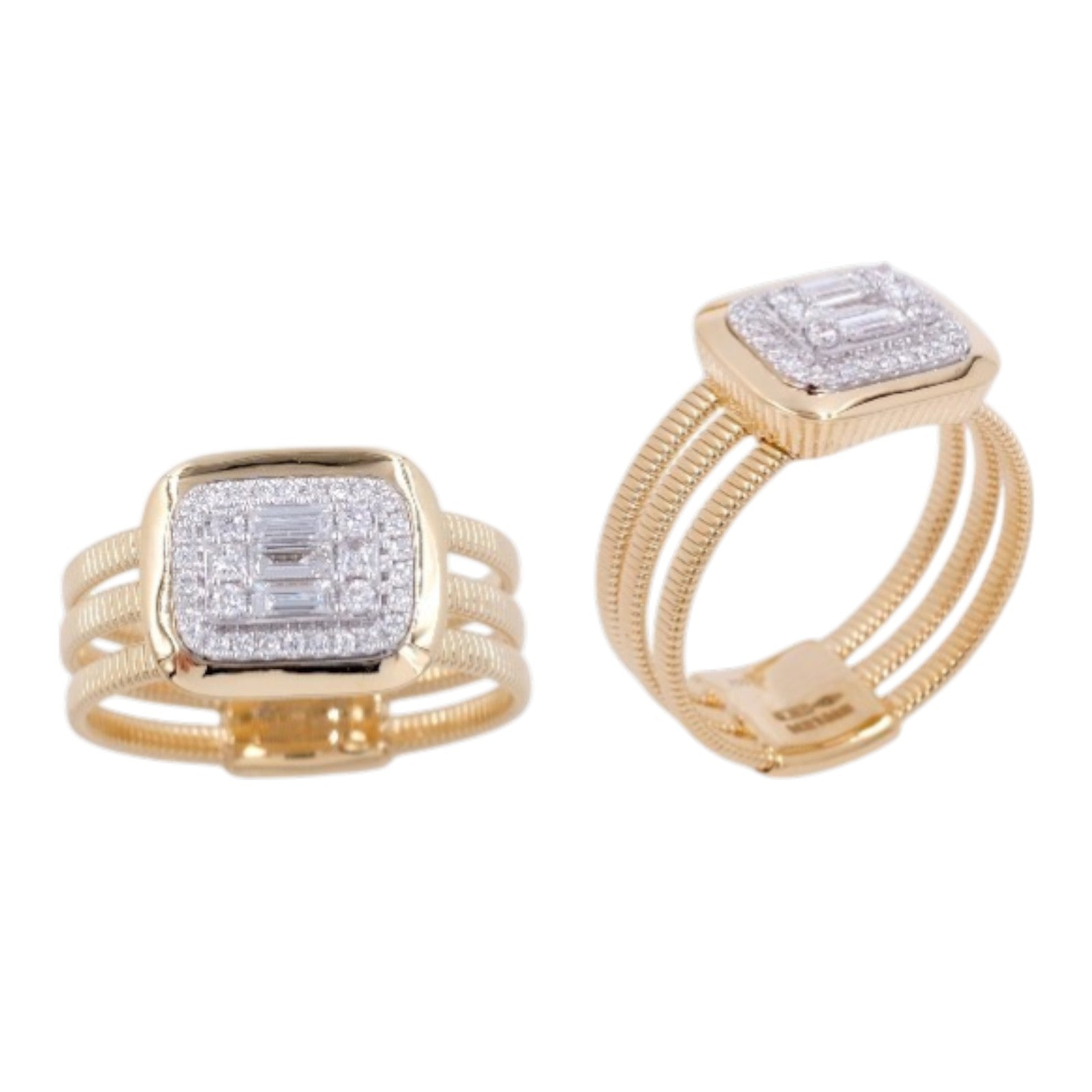 Anello Gianni Carità con tre linee in oro giallo e diamanti collezione Aurea fa2909/obg