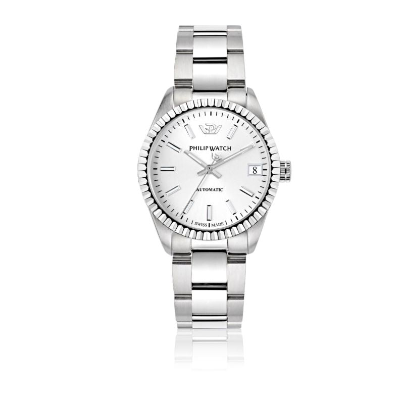 Orologio Philip Watch automatico in acciaio con quadrante silver e datario 35mm