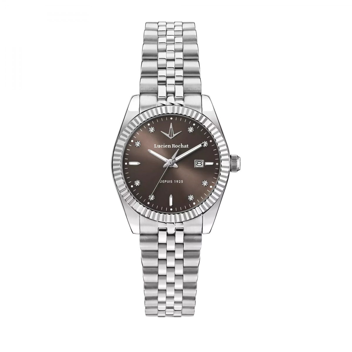Orologio Lucien Rochat donna in acciaio con quadrante marrone con diamanti