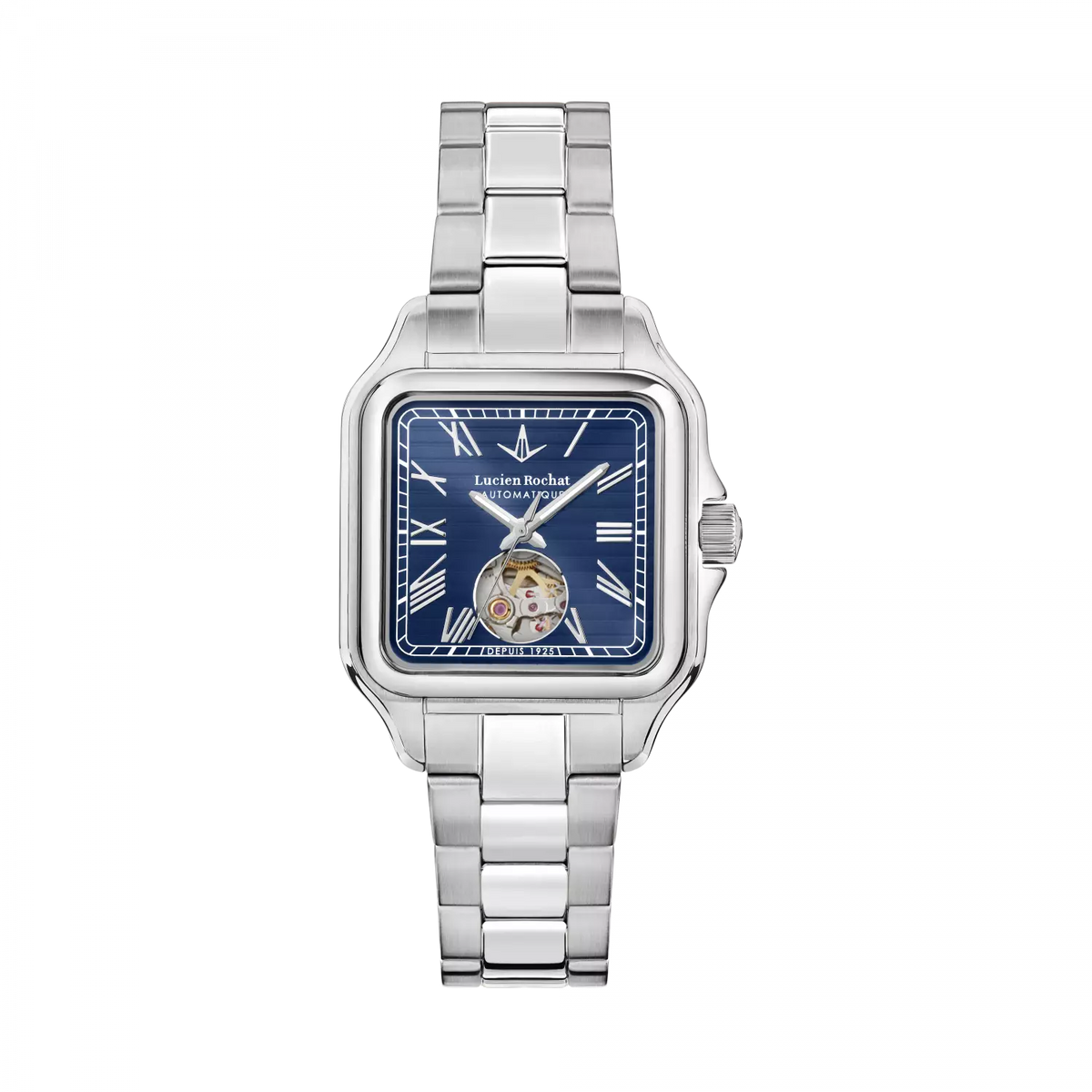Orologio Lucien Rochat uomo epoqu automatico in acciaio con cassa quadrata e quadrante blu
