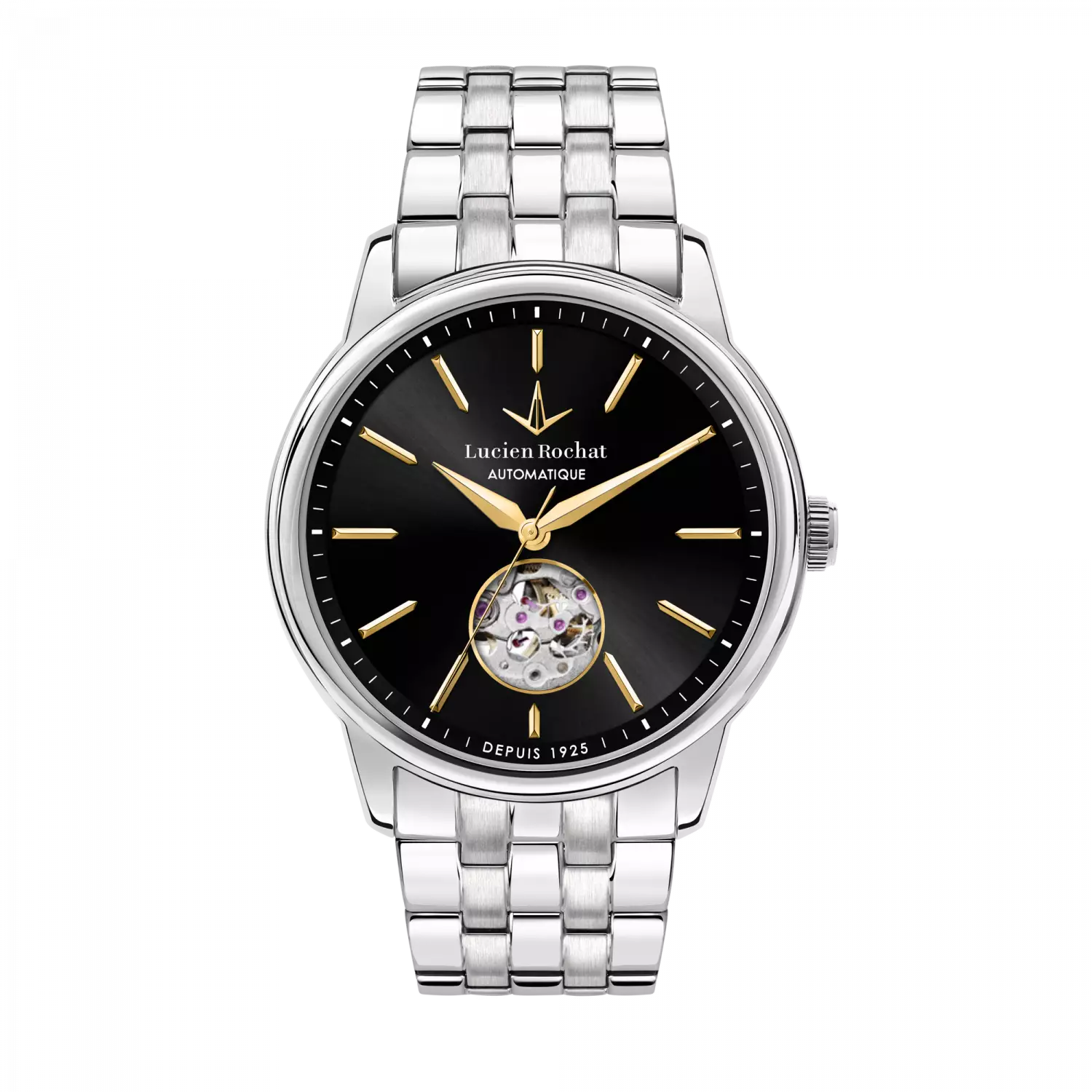 Orologio Lucien Rochat automatico in acciaio con quadrante nero