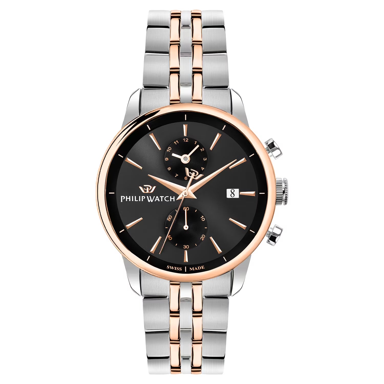 Orologio Uomo Philip Watch in acciaio satinato con finiture oro rosa e cassa 40mm