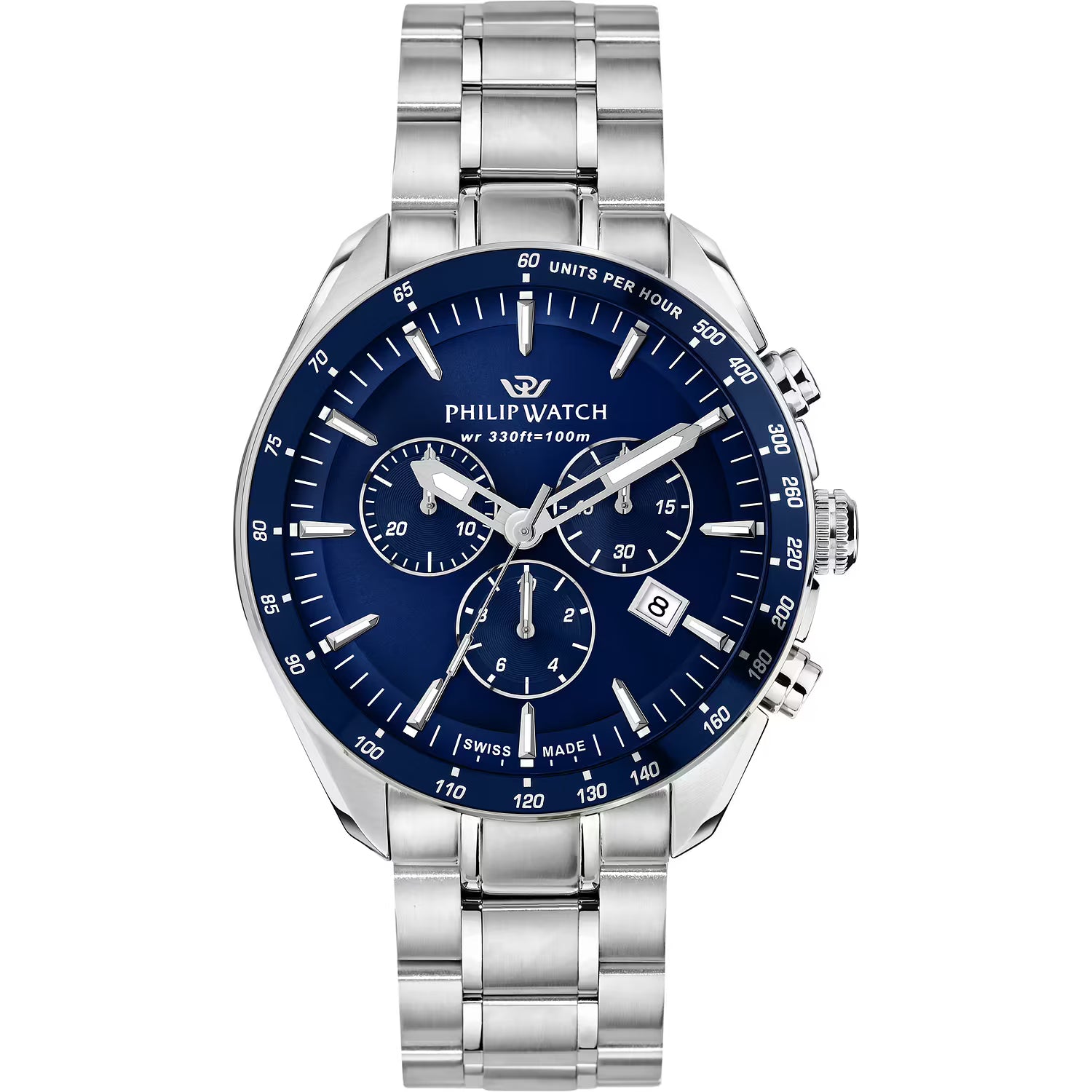 Orologio Philip Watch in acciaio cronografo con quadrante blu