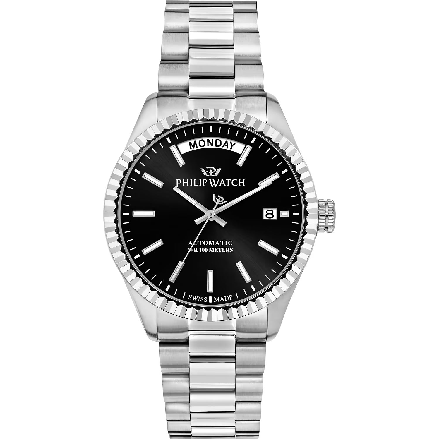 Orologio Philip Watch in acciaio automatico con quadrante nero