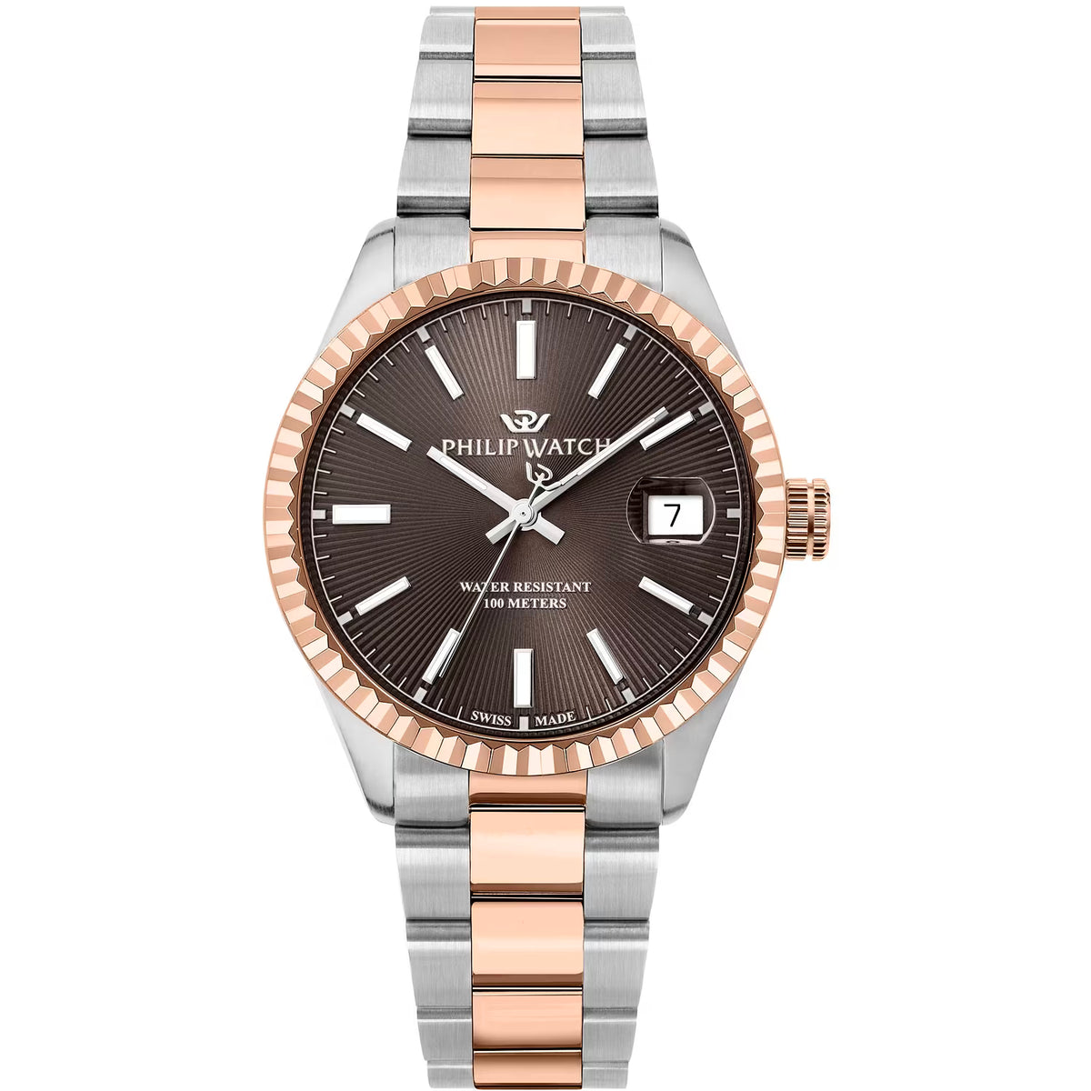 Orologio Philip Watch in acciaio bicolore rosato con quadrante marrone