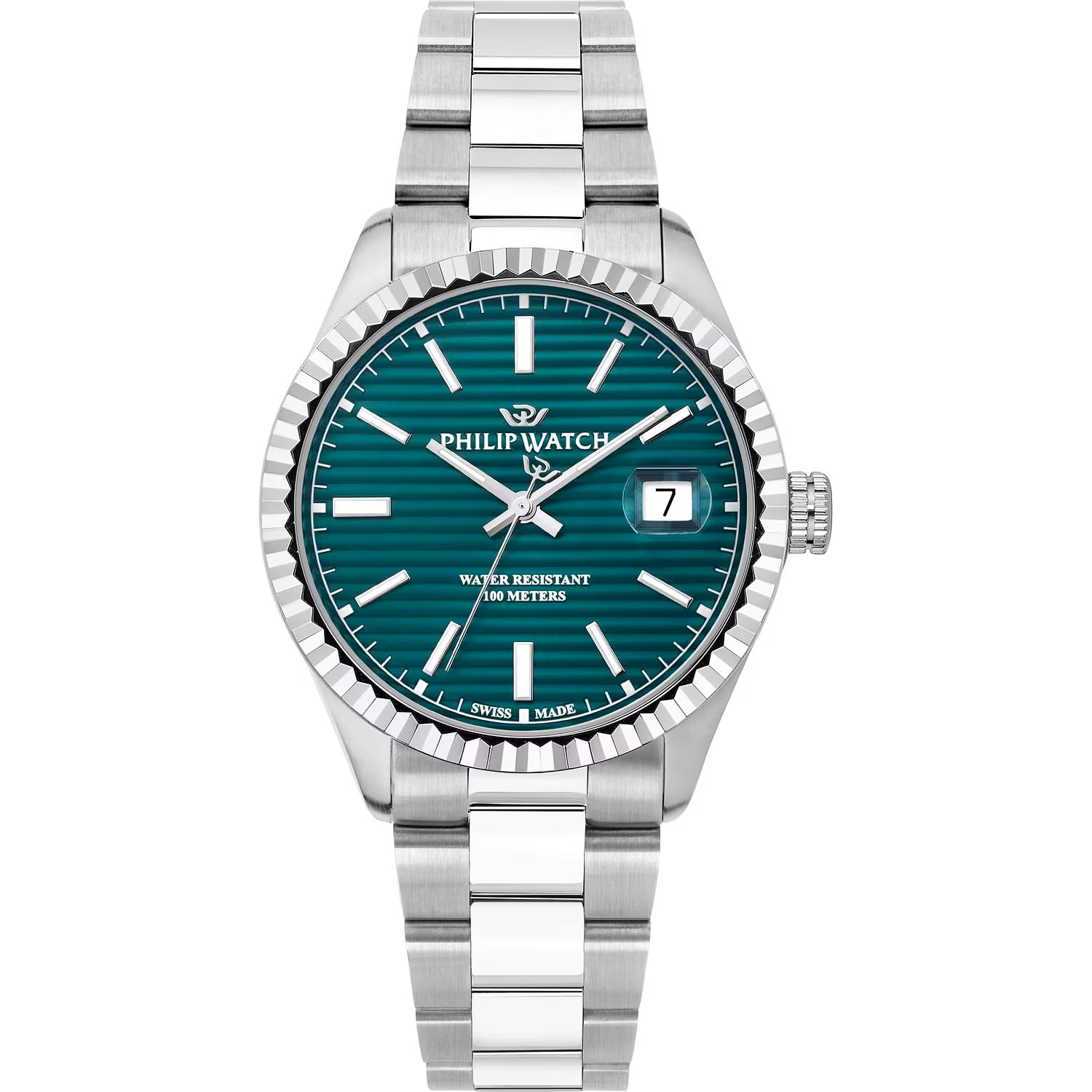 Orologio Philip Watch in acciaio con quadrante verde petrolio a righe