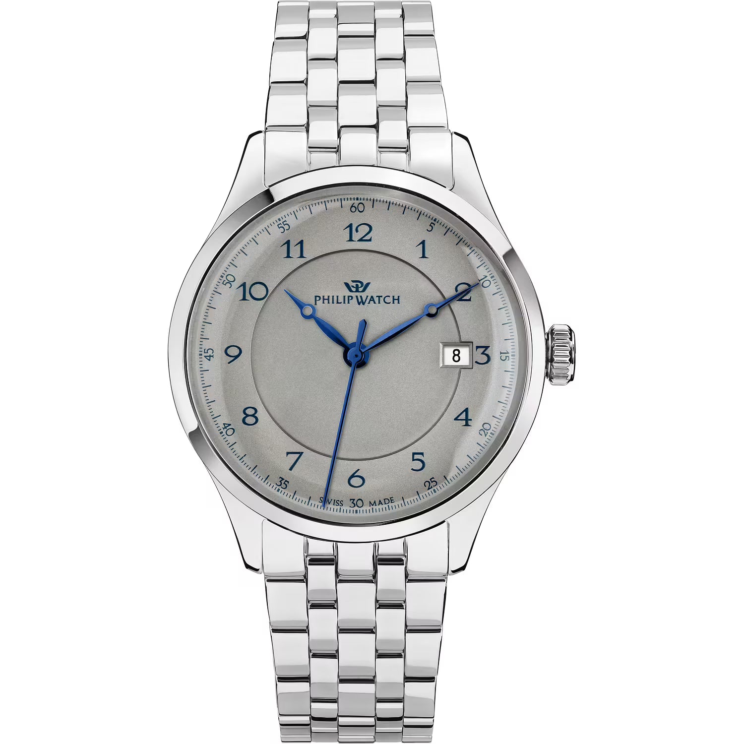 Orologio Philip Watch Museum in acciaio quadrante grigio con lancette blu