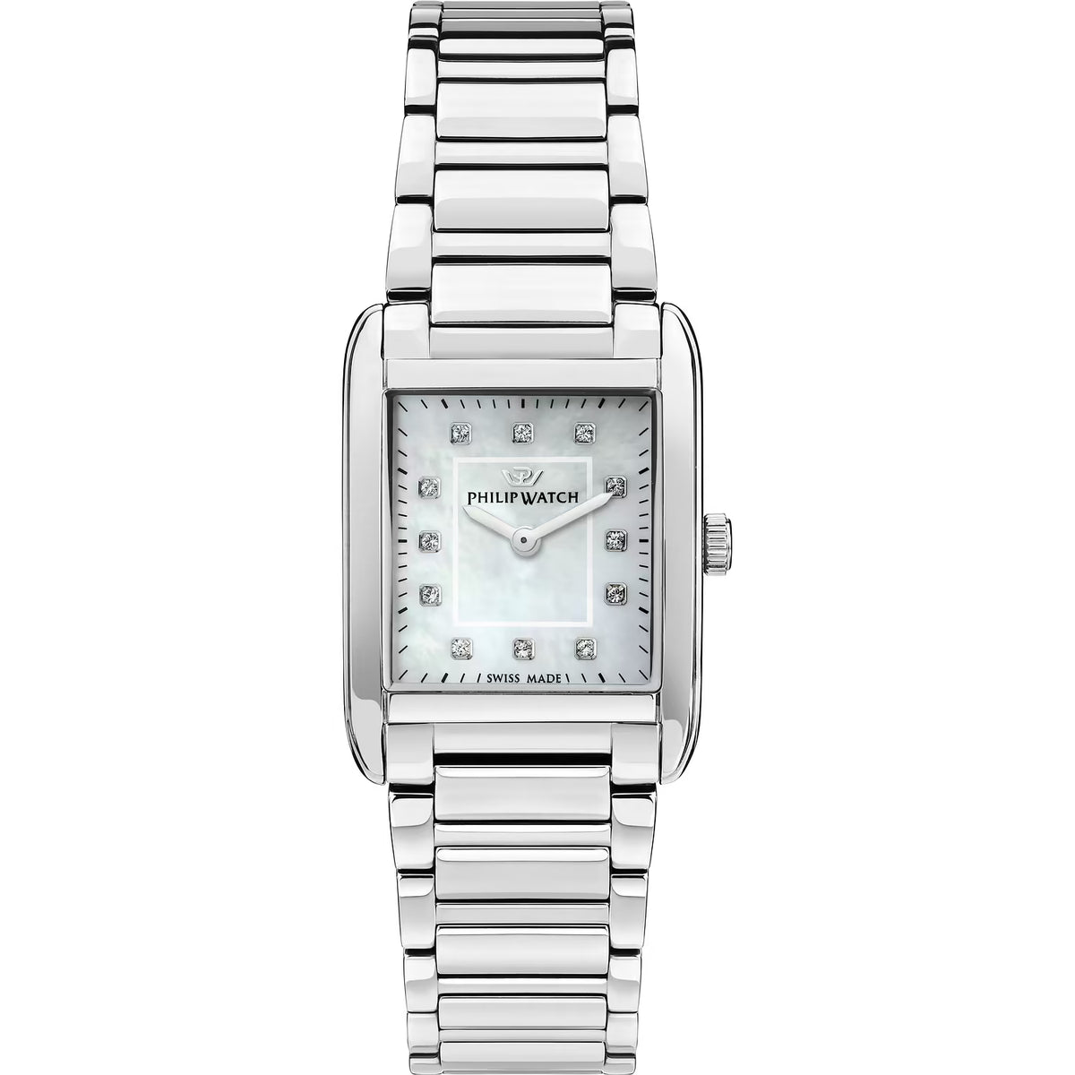 Orologio Philip Watch donna in acciaio quadrante quadrato bianco e diamanti
