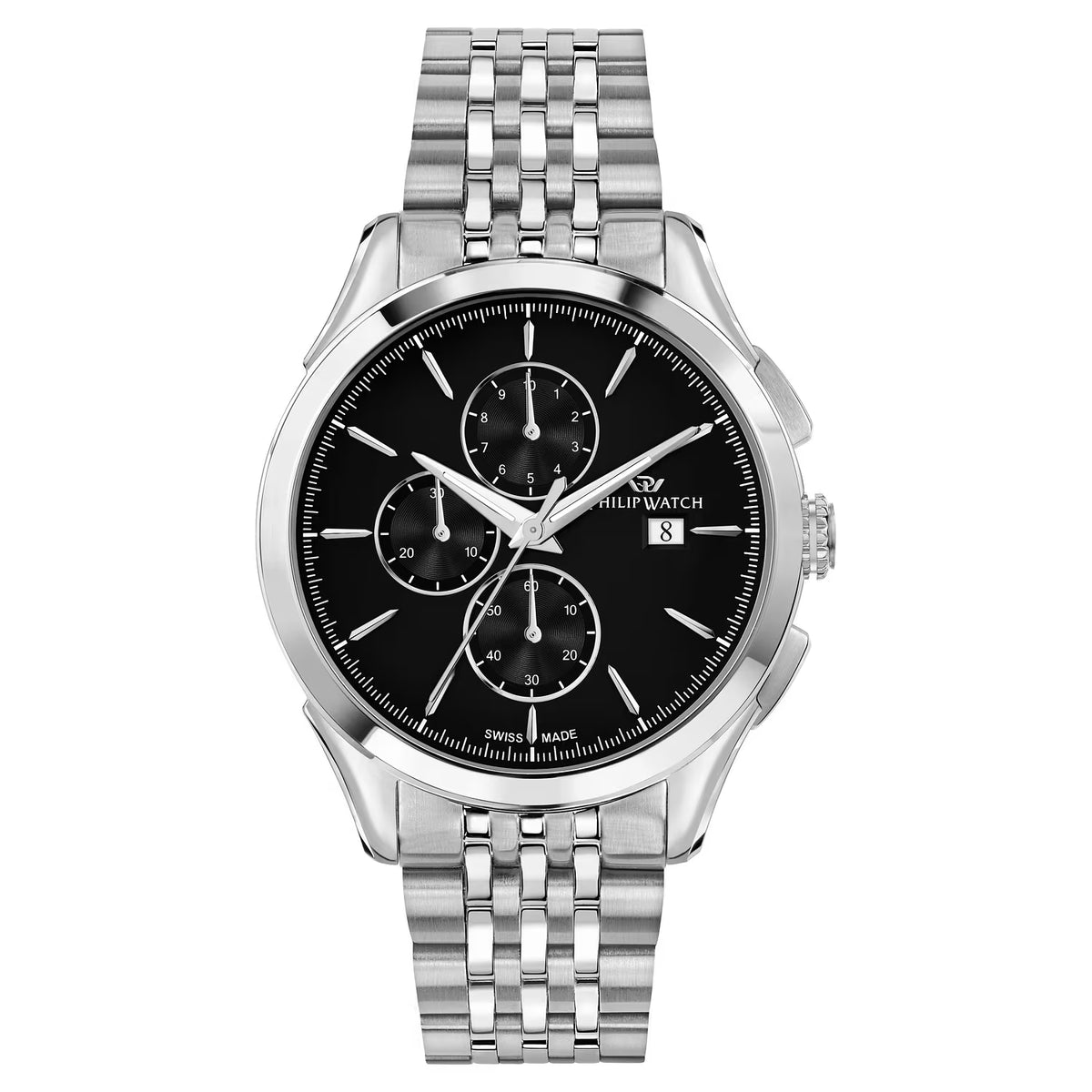Orologio Philip Watch Roma crono in acciaio quadrante nero
