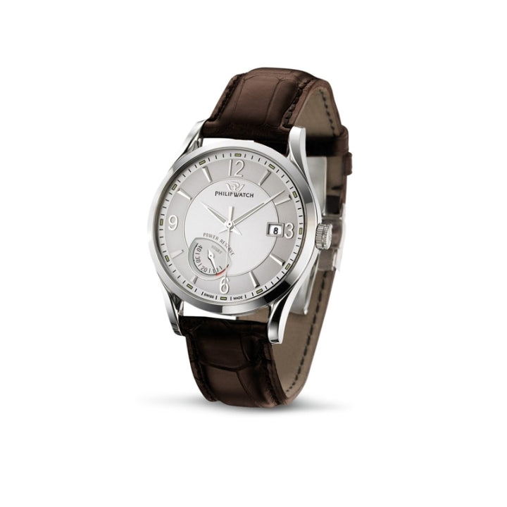 Orologio Philip Watch automatico con riserva di carica con cinturino di pelle e cassa acciaio