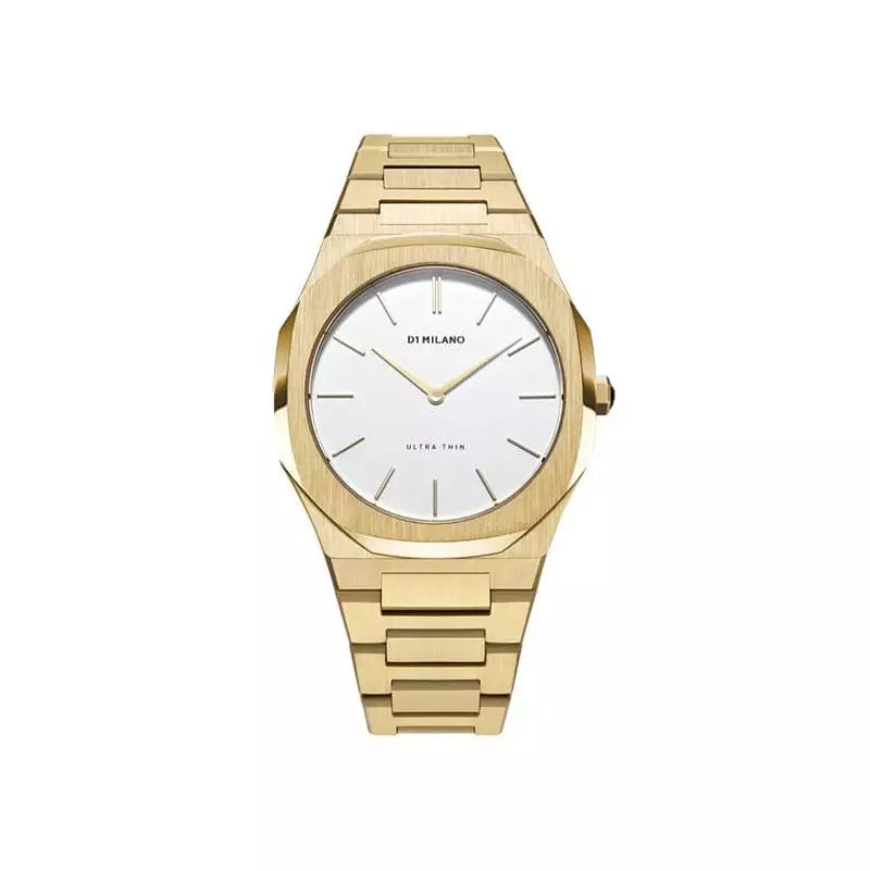 Orologio D1 Milano in acciaio dorato con quadrante bianco
